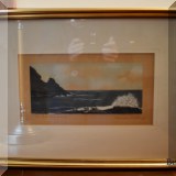 A21. ”The Restless Deep” framed Wallace Nutting print. Frame: 14”h x 19”w
